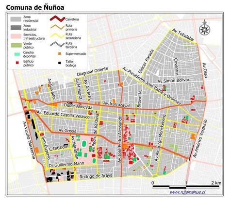 Mapa de ubicación de residencias en Ñuñoa: Residencia de la Santa Cruz, Amor de Dios, Sagrado Corazón y La Paz