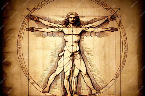 Grabado del Hombre de Vitruvio, estudio anatómico de Leonardo da Vinci.