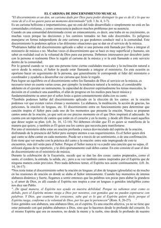 Diagrama de discernimiento musical litúrgico