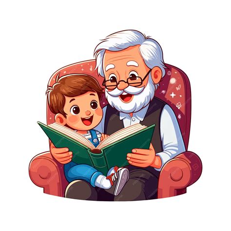 Fotografía de un abuelo leyendo un libro a su nieta