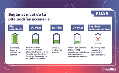 Diagrama de pila mostrando los diferentes niveles de acceso a beneficios estudiantiles.