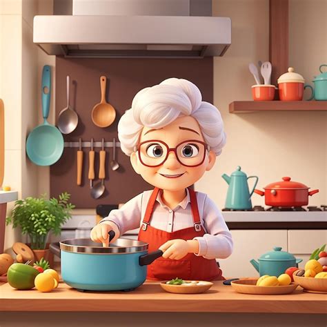 Foto temática de una abuela latinoamericana en un ambiente familiar, quizás cocinando o leyendo