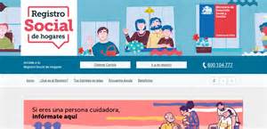 Captura de pantalla del sitio web del Registro Social de Hogares mostrando la opción de inicio de sesión con Clave Única.