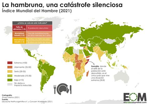 Mapa de zonas afectadas por hambre y desnutrición global