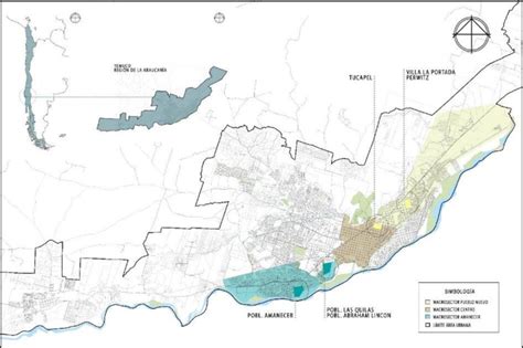 Mapa de la zona urbana de Temuco con énfasis en la intersección San Martín y Andes, donde ocurrió el incidente