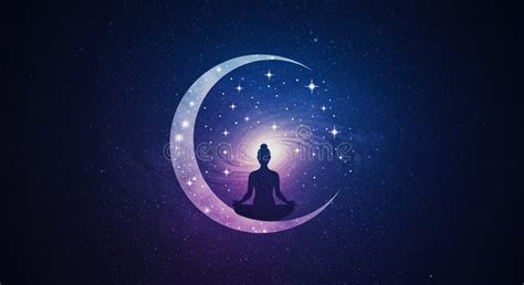 Ilustración de una persona meditando bajo la luna menguante