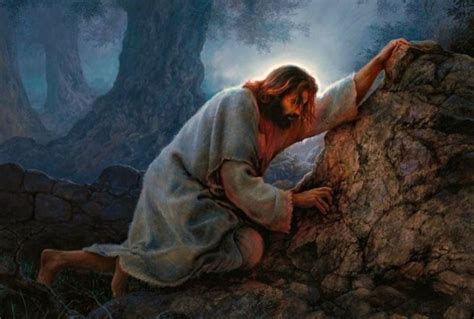 Pintura o ilustración de Jesús sufriendo en Getsemaní o llevando la cruz