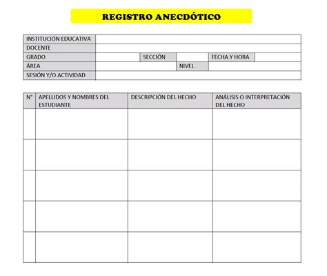 ficha de registro anecdótico
