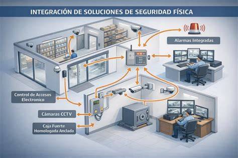Infografía: Componentes y flujos de seguridad física