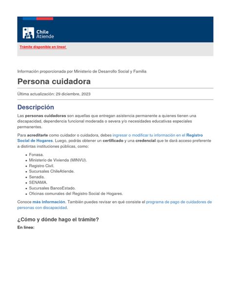 Esquema del proceso de registro para persona cuidadora