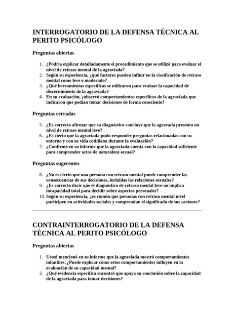 Esquema de las fases de preparación para el interrogatorio de un perito psicólogo