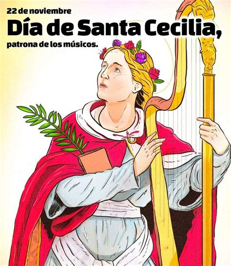 Representación artística de Santa Cecilia tocando un instrumento o cantando