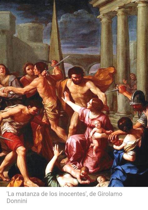 Pintura que representa la matanza de los Santos Inocentes, con Herodes en el trono