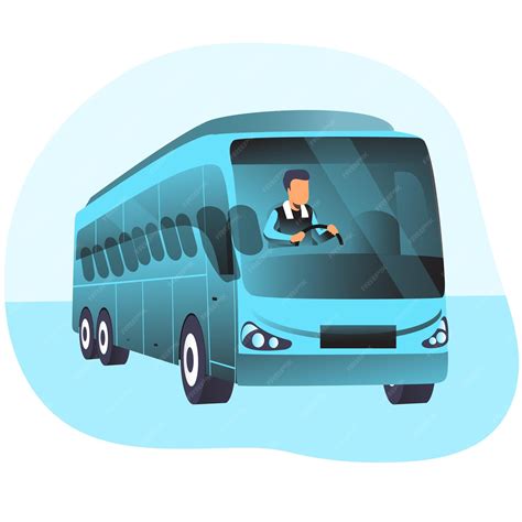 Ilustración conceptual de un conductor de autobús despidiéndose de los pasajeros con una sonrisa.