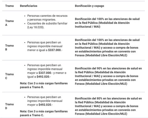 Infografía: Tipos de beneficiarios y tramos de FONASA (cotizantes, no cotizantes)