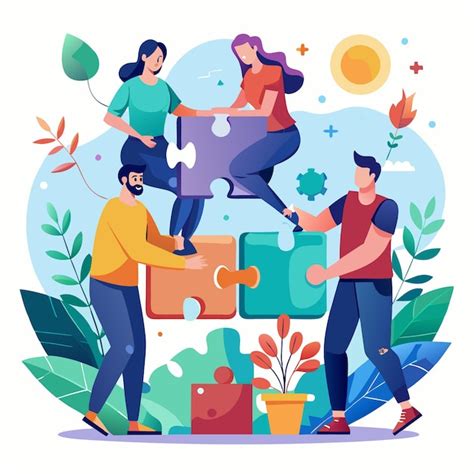 Ilustración: Líder y equipo trabajando juntos en armonía