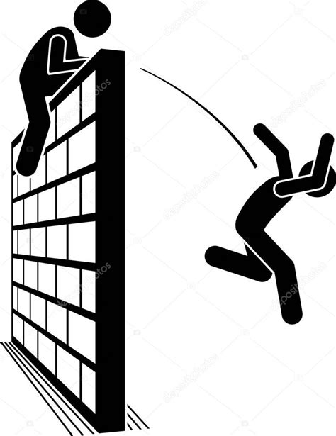 Fotografía de un muro de seguridad con una persona saltando o trepando