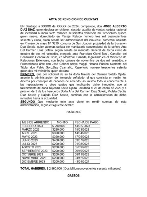 Foto de documentos de rendición de cuentas