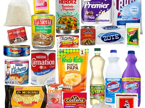 Esquema de una despensa comunitaria con alimentos básicos y productos de higiene