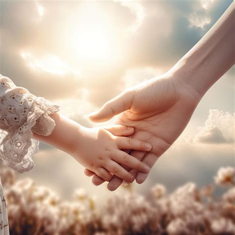 Foto temática de una mano sosteniendo la mano de un niño