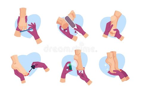 pies de anciano siendo cuidados, ilustración de pedicura