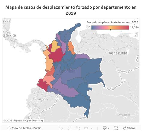 Mapa de flujos de desplazamiento forzado en Colombia