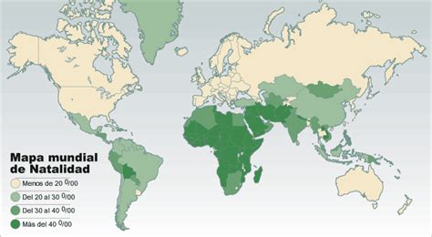 Mapa mundial de tasas de natalidad adolescente por región