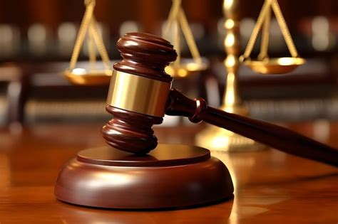 Representación gráfica de una corte judicial y un mazo