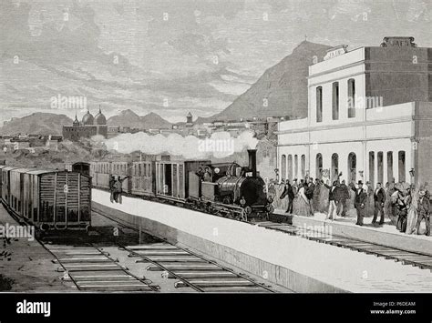 Grabado de la llegada del primer tren a Temuco