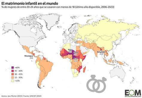 Mapa global de la prevalencia del matrimonio infantil