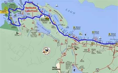 Mapa del Circuito Chico de Bariloche con puntos de interés