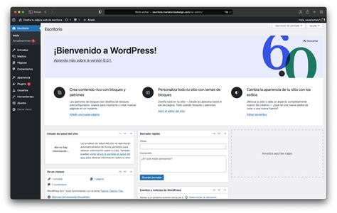 Interfaz de usuario de WordPress con la sección de actualizaciones resaltada
