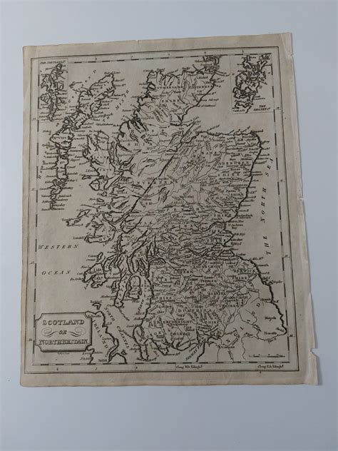 Mapa de Escocia del siglo XIX con cementerios marcados