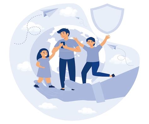 Ilustración que representa la red de protección infantil y los desafíos que enfrenta.