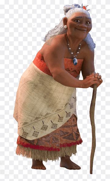 Ilustración de Abuela Tala de Vaiana, bailando con el océano detrás