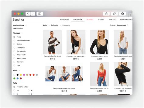 Diseño de tienda online mostrando productos variados