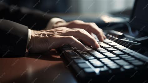 Persona mayor escribiendo en un teclado de ordenador con una libreta al lado