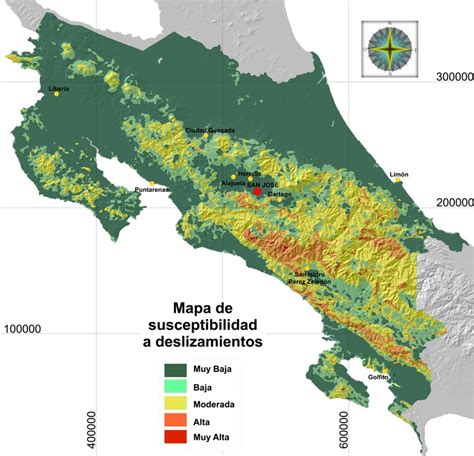 Mapa de susceptibilidad a deslizamientos de tierra de una región