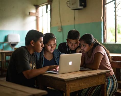 Estudiantes paraguayos en un aula con pocos recursos, simbolizando las brechas educativas