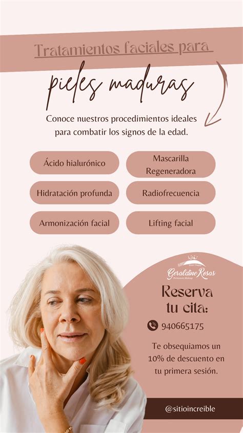 Infografía comparativa de tratamientos antienvejecimiento para piel madura