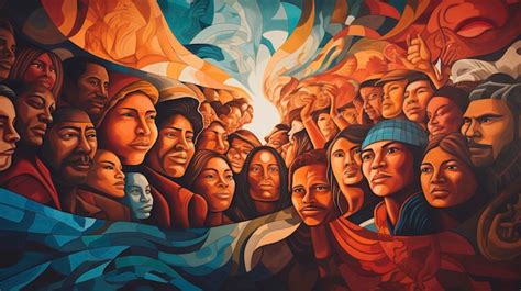 Mural o pintura que represente la diversidad cultural de Chile con énfasis en figuras femeninas