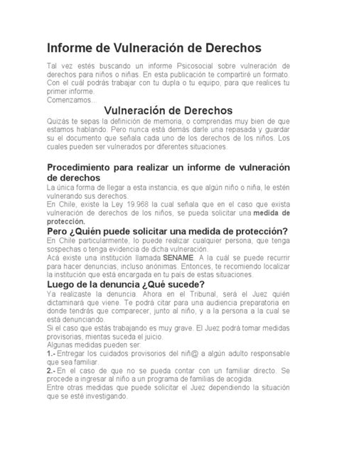 Gráfico sobre los tipos de vulneración de derechos más frecuentes en menores atendidos por SENAME