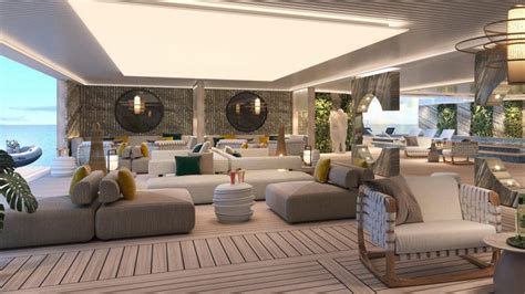 Infografía del diseño interior del crucero MV Narrative mostrando sus múltiples instalaciones