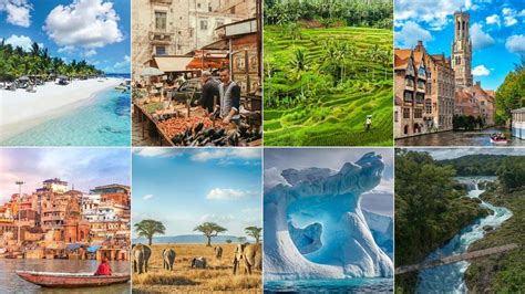 Collage de imágenes representando los destinos recomendados: Buenos Aires, selva costarricense, pirámides de México