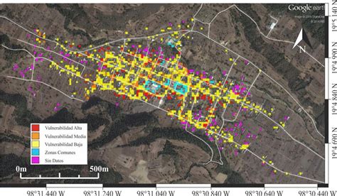 Mapa de vulnerabilidad estructural por impacto de lahares en Santiago Xalitzintla