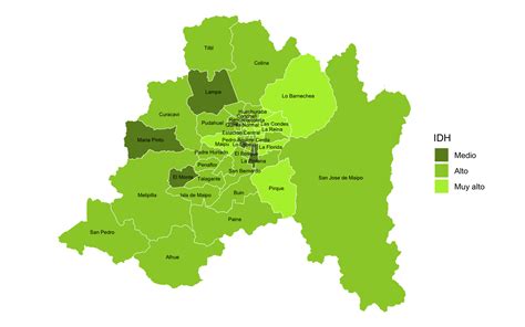 Mapa de distribución de trabajadores inmigrantes por comunas en la Región Metropolitana