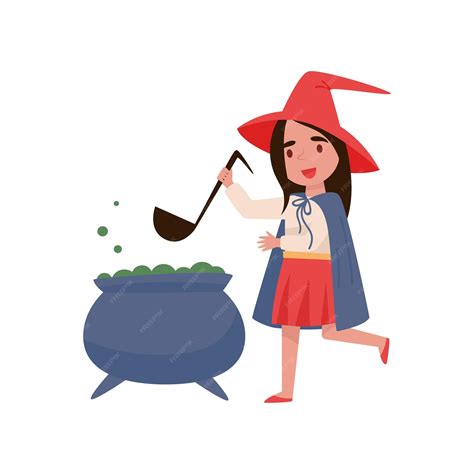 Imagen de una bruja en su cocina preparando una poción en un caldero.