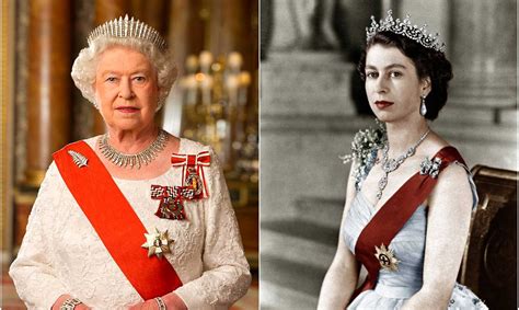 Montaje fotográfico de la Reina Isabel II en diferentes etapas de su reinado