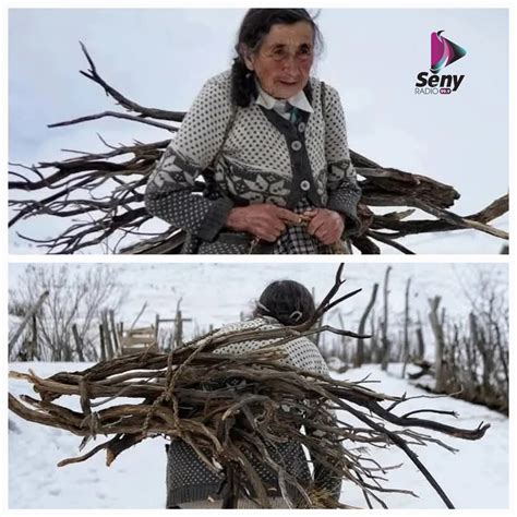 Fotografía de Marcelina Aguilera juntando leña en Varvarco, Neuquén