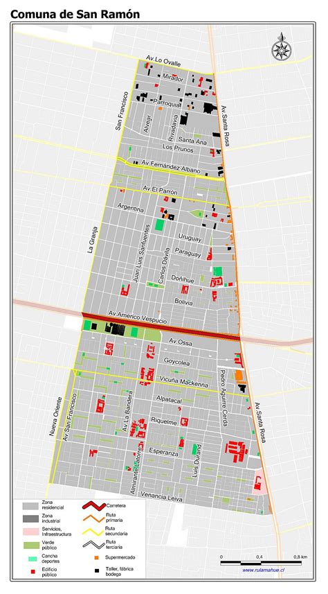 Mapa de la comuna de San Ramón con indicadores de narcotráfico y socioeconómicos